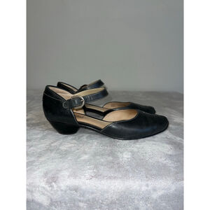 Women's Josef Seibel Black Leather Mary Jane Heels Size EU 39 US 8.5-9